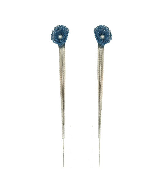 Brinco de Crochê Reef Fringe Azul Ocean Dreams