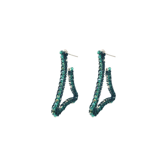 Brinco de Crochê Argola Triangular Verde Sale