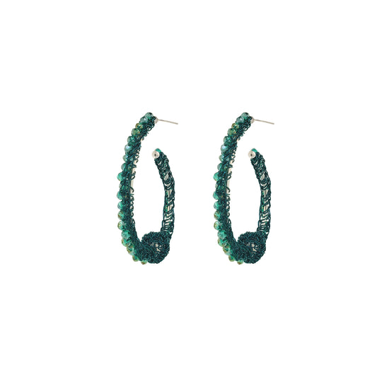 Brinco de Crochê Argola Verde Sale