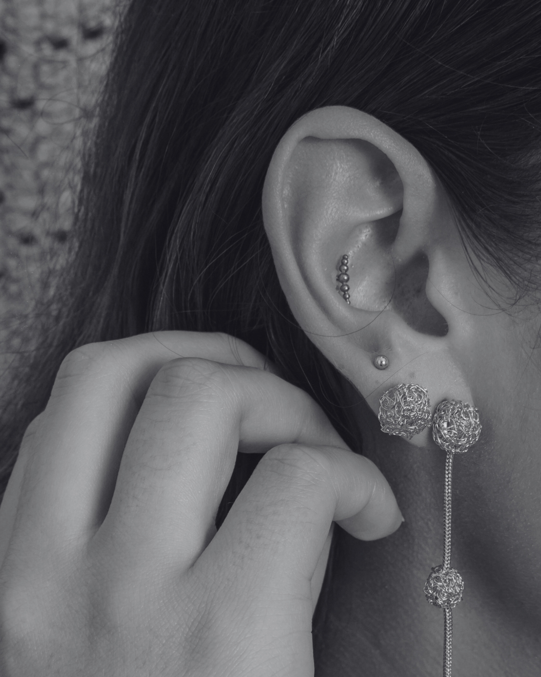 Brinco de Crochê Dome Post Rosê