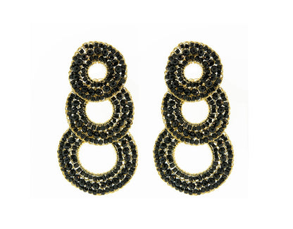 Brinco de Crochê Trio Argolas Preto