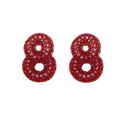 Brinco de Crochê Duo Argolas Vermelho