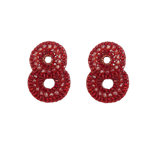 Brinco de Crochê Duo Argolas Vermelho