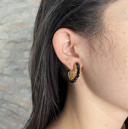 Brinco de Crochê Argola Pequena Black