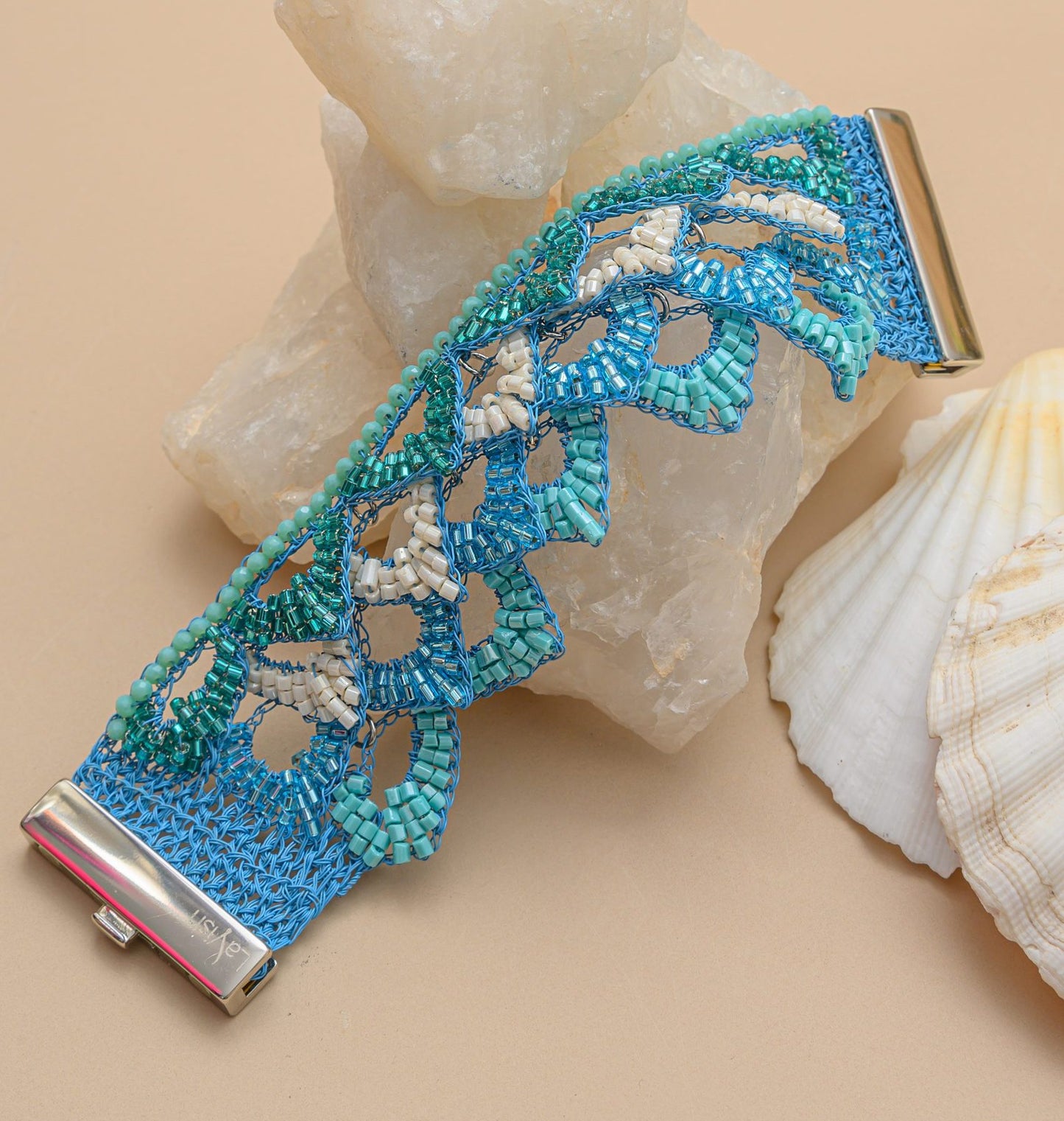 Bracelete de Crochê Mermaid Maxi Ocean Dreams Azul