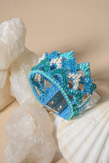 Bracelete de Crochê Mermaid Maxi Ocean Dreams Azul