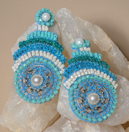 Brinco de Crochê Ripples Dangle Ocean Dreams Azul