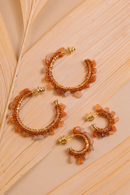 Brinco de Crochê Rocks Loops Laranja