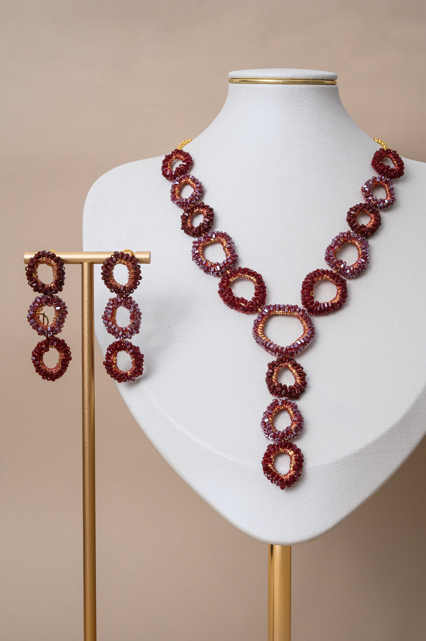 Brinco de Crochê Halo Infinite Love - Burgundy