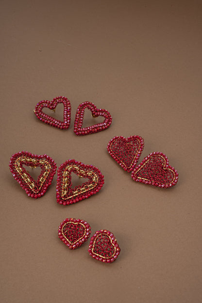 Brinco de Crochê Amor Itálico Vermelho Entrelaçados