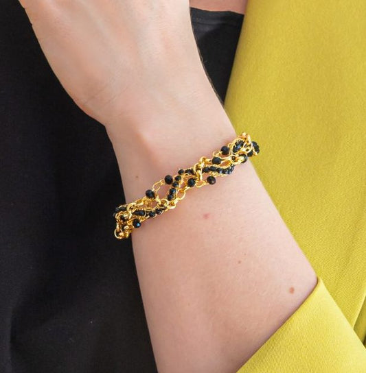 Pulseira de Crochê Entrelaçados Preto