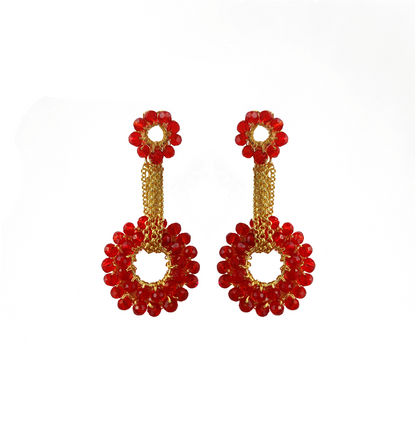 Brinco de Crochê Pêndulo Vermelho