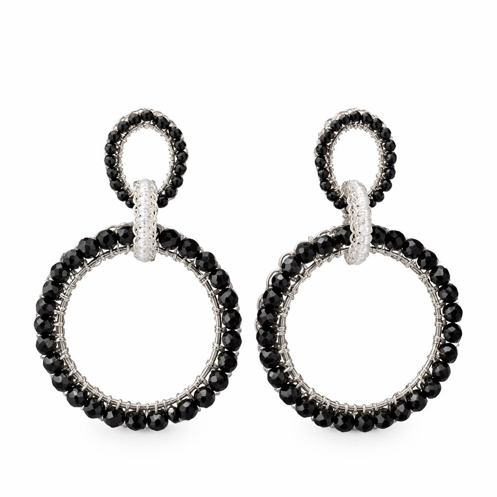 Brinco de Crochê Lola Maxi Black and White