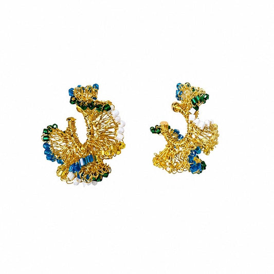 Brinco de Crochê Argola Jabot Pequeno Edição Copa