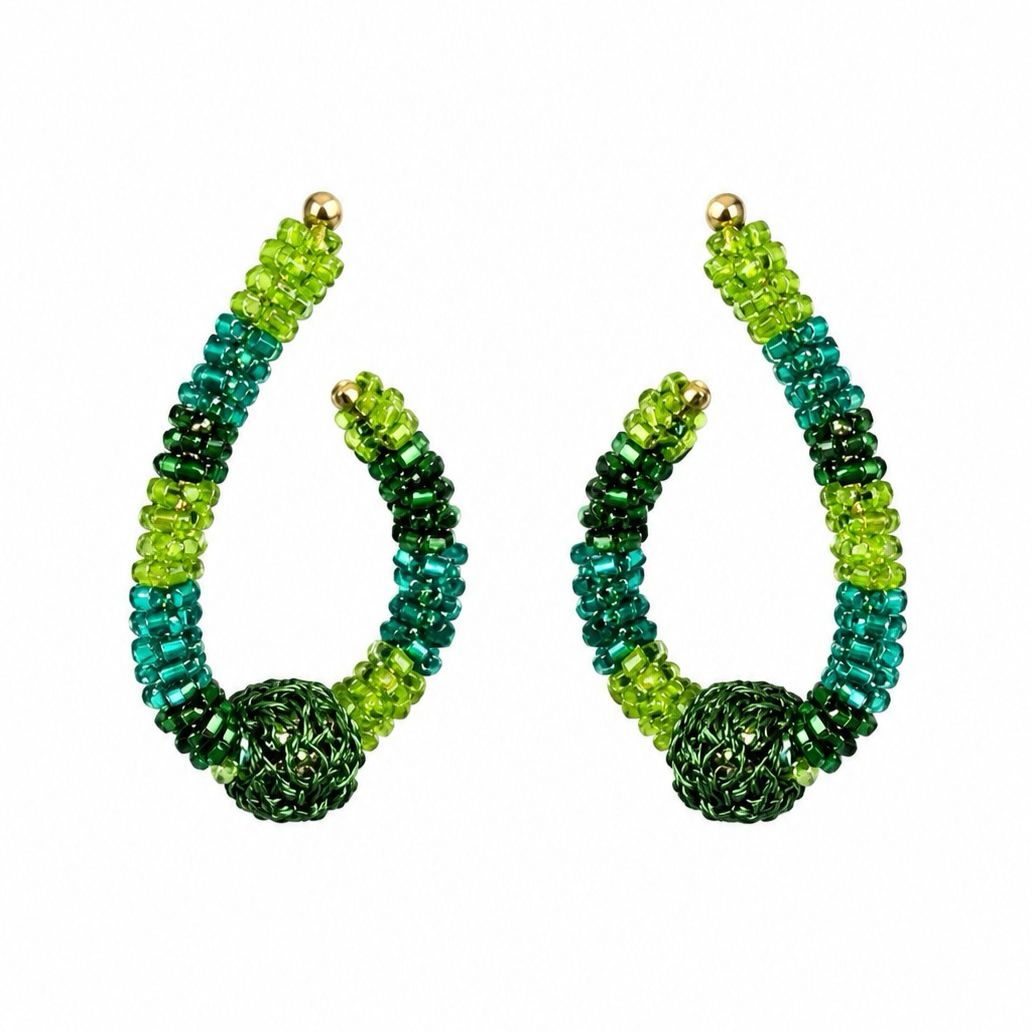 Brinco de Crochê Ball Hoop Mix Green