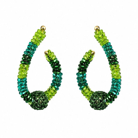 Brinco de Crochê Ball Hoop Mix Green