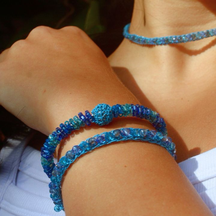 Bracelete de Crochê Molly Mix Blue