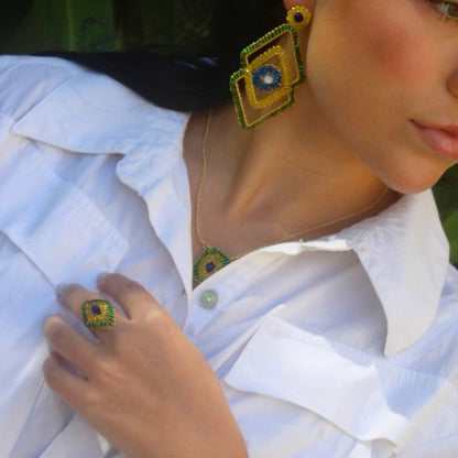 Brinco de Crochê Geometric Edição Copa