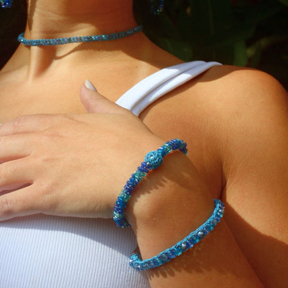 Bracelete de Crochê Ball Hoop Mix Blue