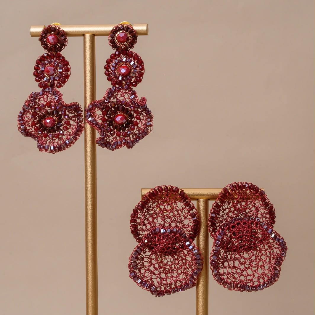 Brinco de Crochê Jasmine Duo Infinite Love - Burgundy