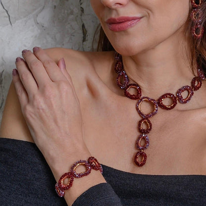 Pulseira de Crochê Halo Infinite Love - Burgundy