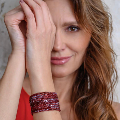 Bracelete de Crochê Signature Infinite Love - Burgundy
