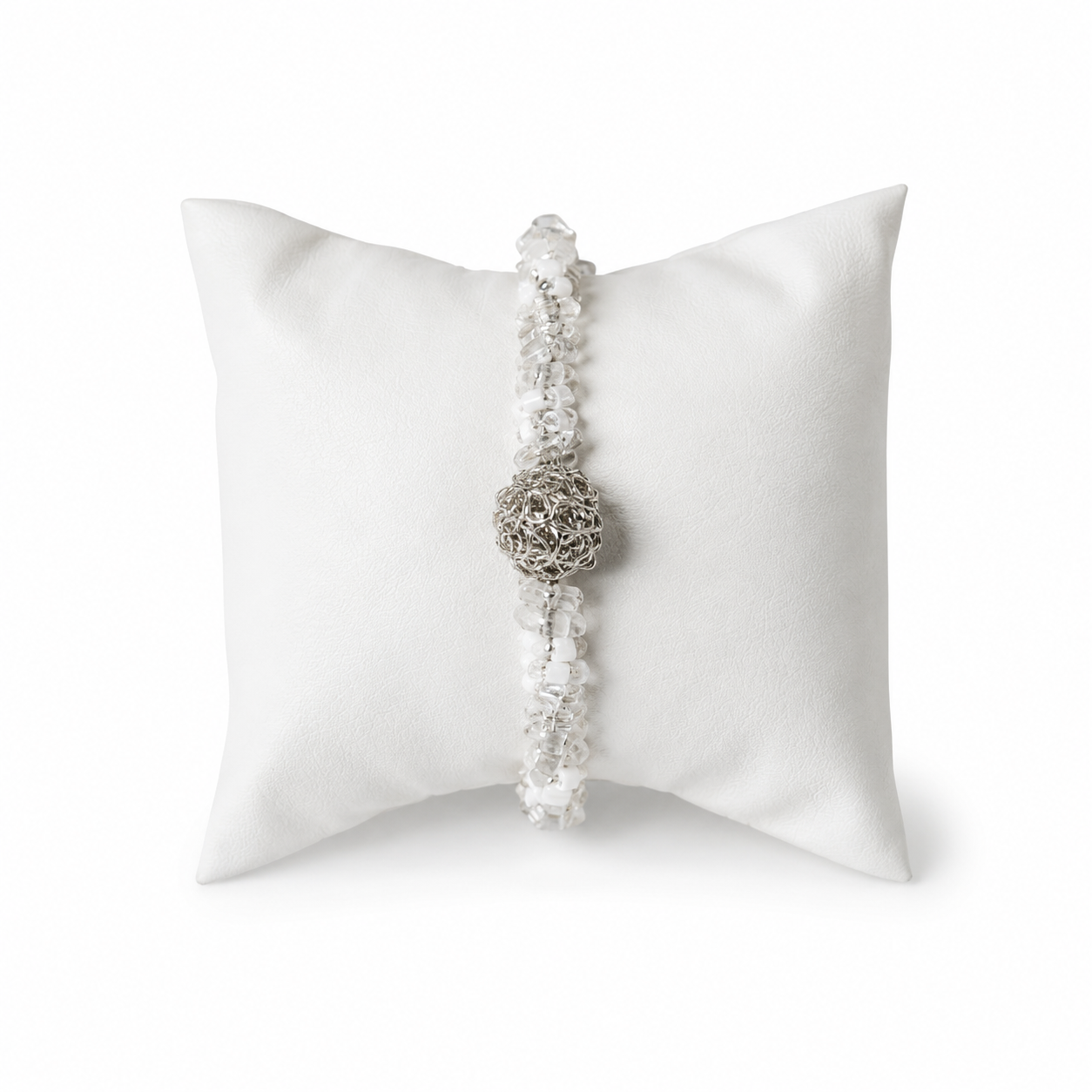Bracelete de Crochê Ball Hoop Mix White