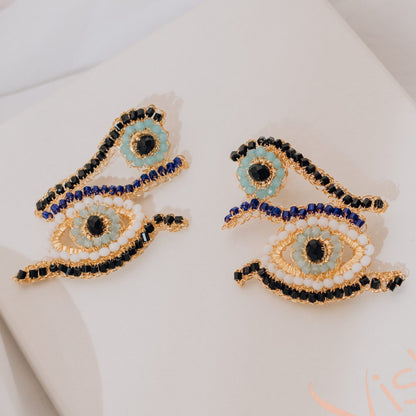 Brinco de Crochê Evil Eye Duo Dourado Sale