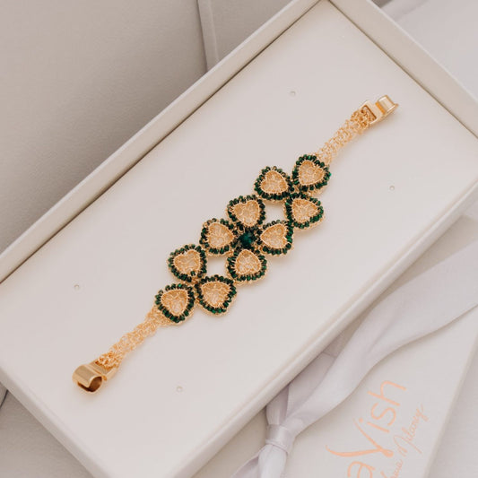 Bracelete de Crochê Lucky Clover Dourado