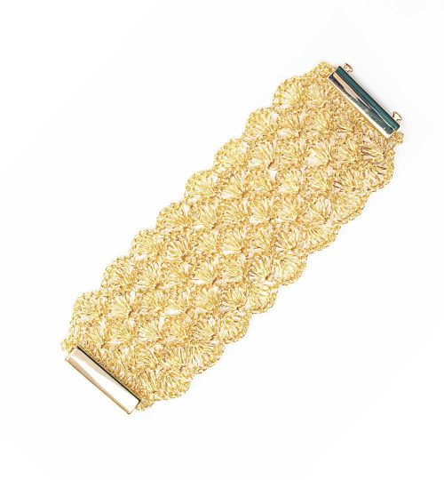 Bracelete de Crochê Escamas Max Dourado