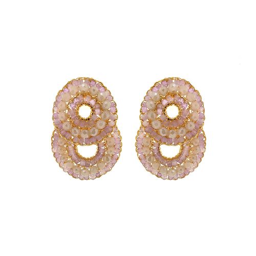 Brinco de Crochê Duo Argolas Rosé