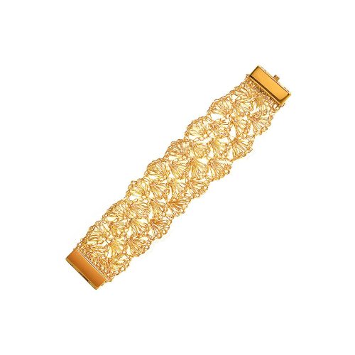 Bracelete de Crochê Escamas Fino Dourado