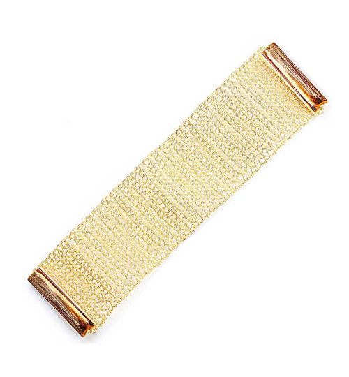 Bracelete de Crochê Dourado Estreito