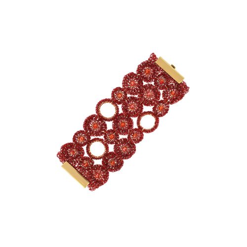 Bracelete de Crochê Patchwork Vermelho