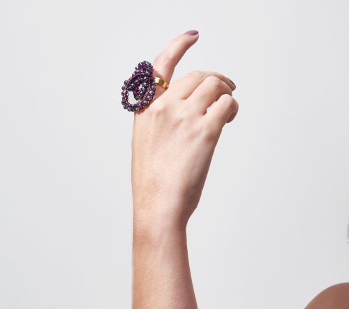 Anel de Crochê Correntes Variadas Violeta