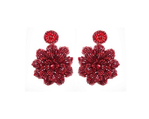 Brinco de Crochê Flor Grande Vermelho