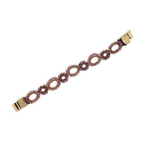 Bracelete de Crochê Corrente Delicada Terracota