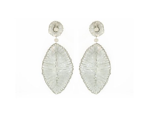 Brinco de Crochê Folha Branco Palladium