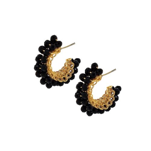 Brinco de Crochê Mini Argola Classic Preto Gold