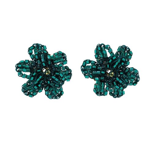 Brinco de Crochê Flor Pequena Verde