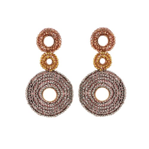 Brinco de Crochê Conjunto Mandalas Trio Gold