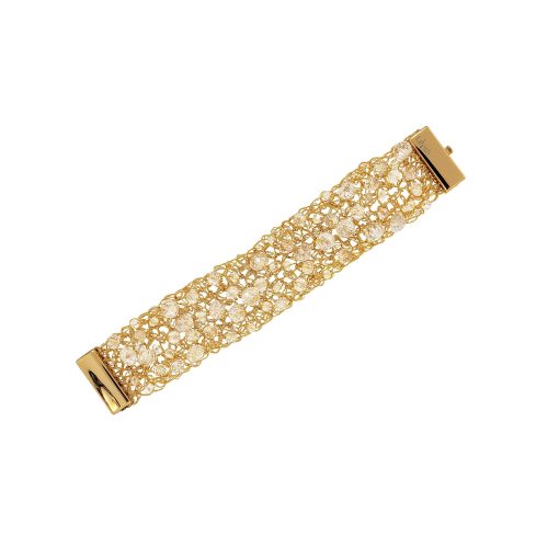 Bracelete de Crochê Ponto de Luz Fina Cristal