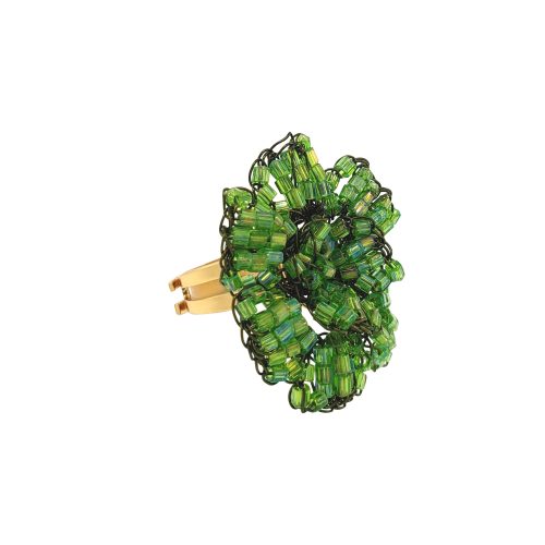 Anel de Crochê Flor Verde