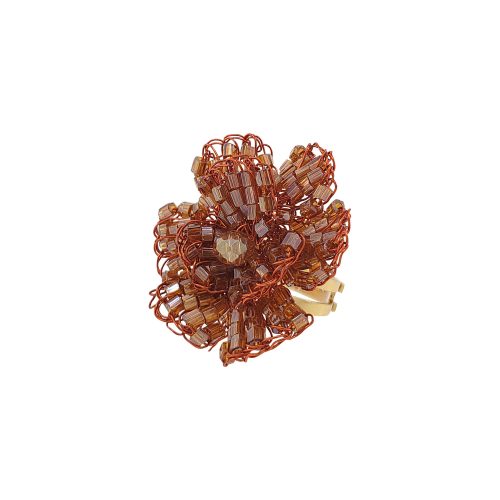 Anel de Crochê Flor Laranja