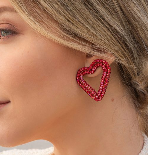 Brinco de Crochê Amor Itálico Vermelho Entrelaçados